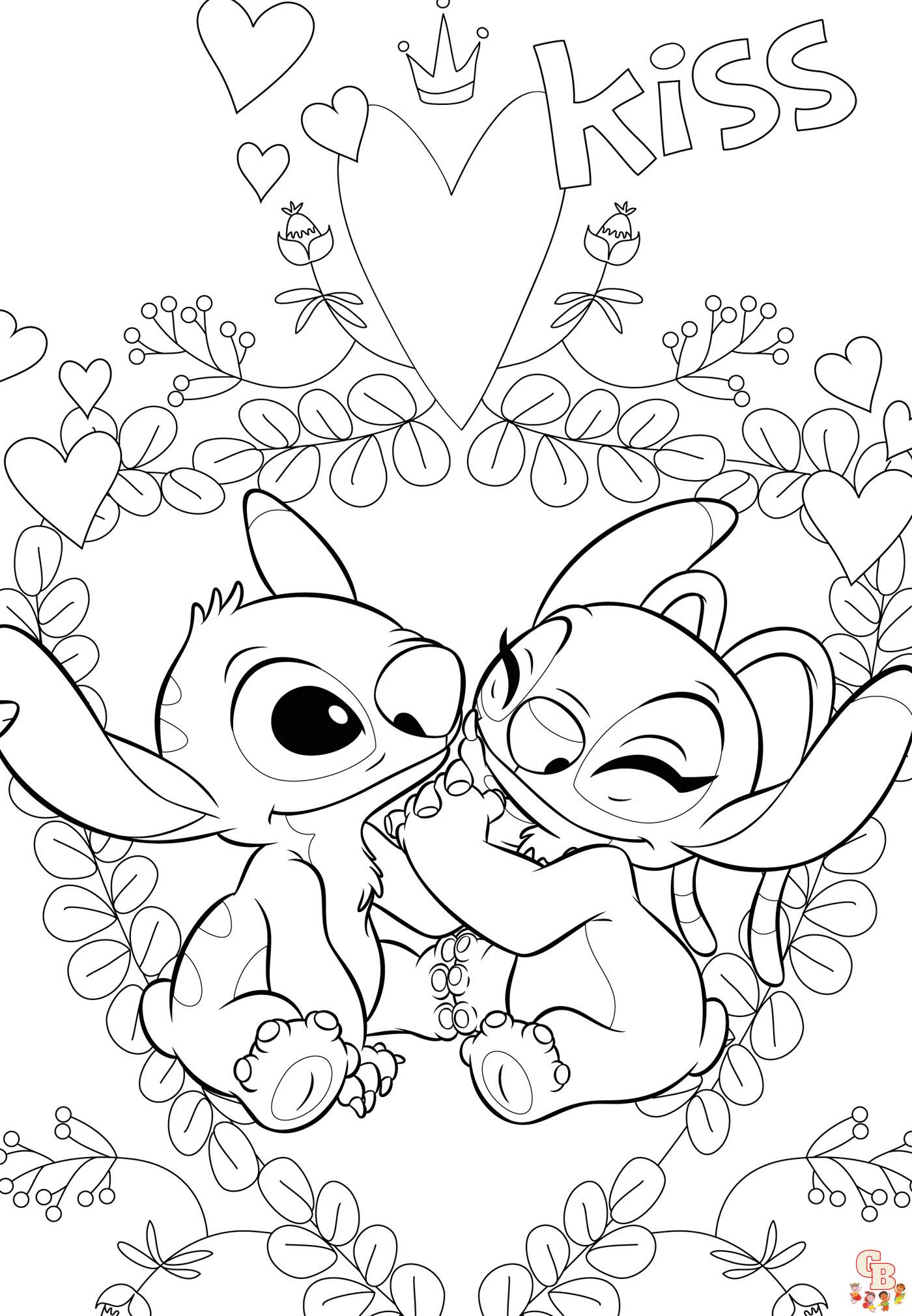 Desenho de Stitch e Anjo para colorir
