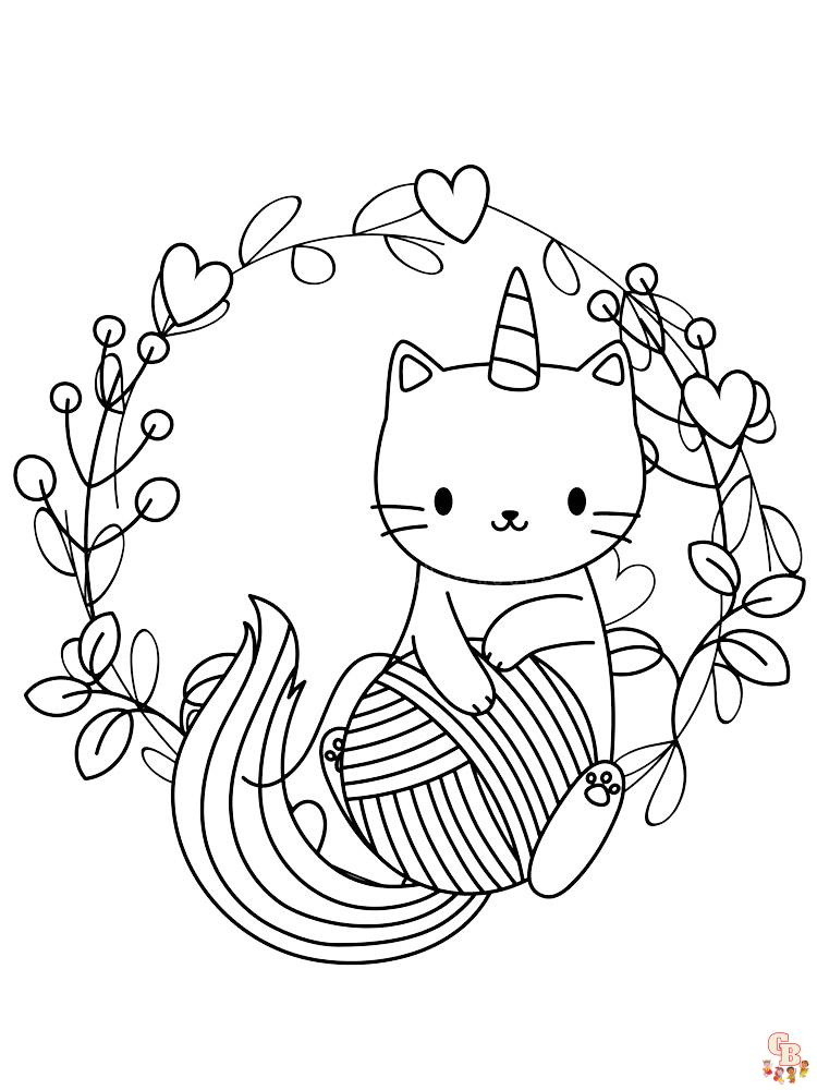 Tek boynuzlu kedi boyama sayfası