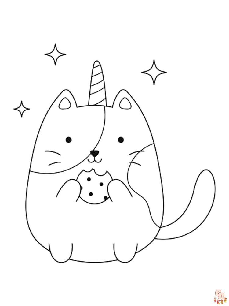 Dibujo de gato unicornio para colorear