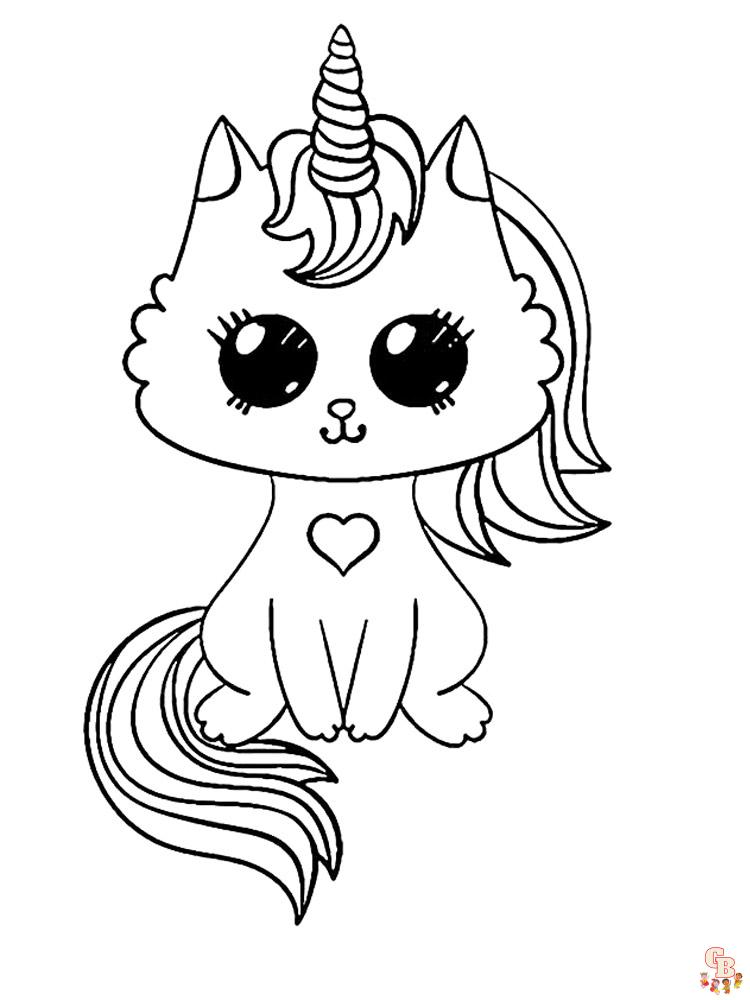 Pagina de colorat pisica Unicorn