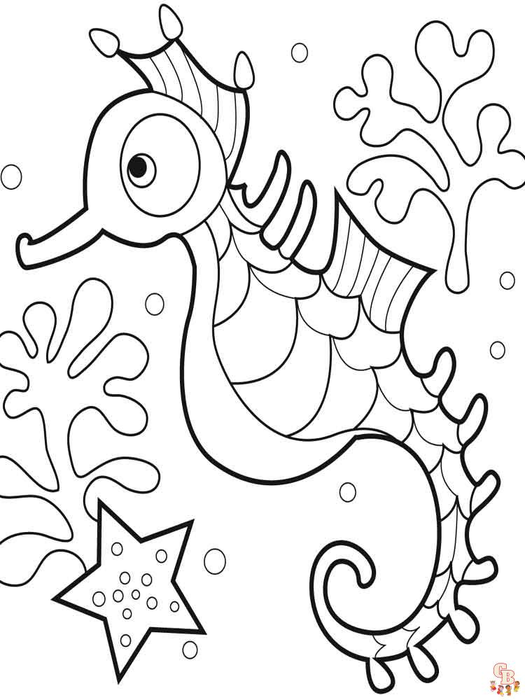 Desenho de cavalo marinho para colorir
