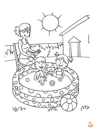 Swimming pool coloring page