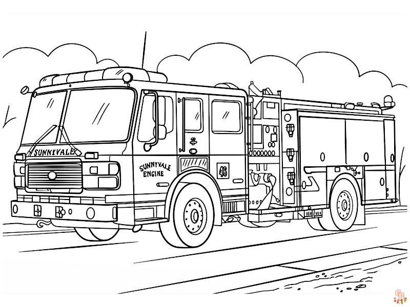 Camion de pompier coloriage Dessins gratuits pour enfants en ligne
