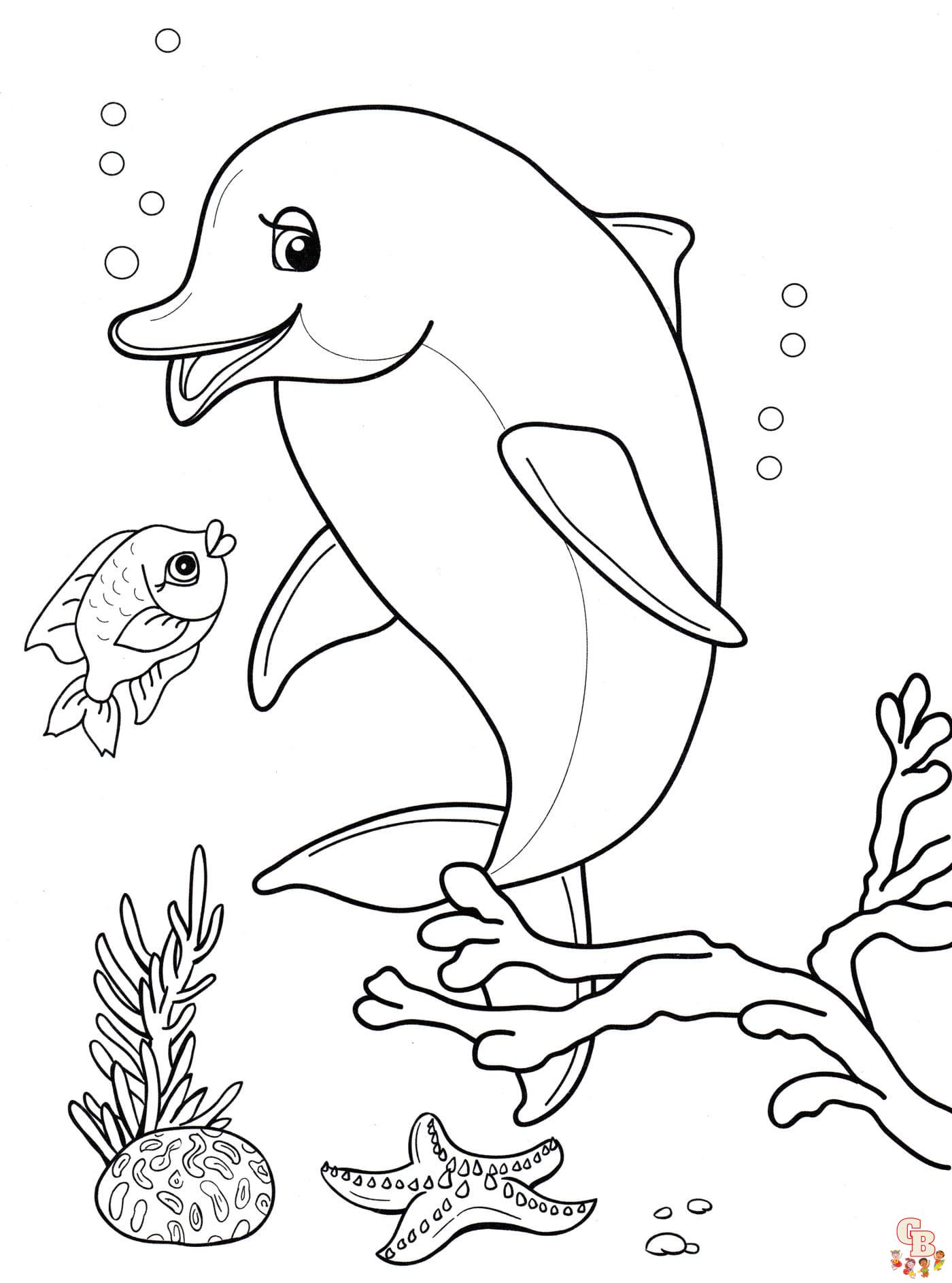 Coloriage dauphin Modèles pour enfants, adultes et en ligne gratuit