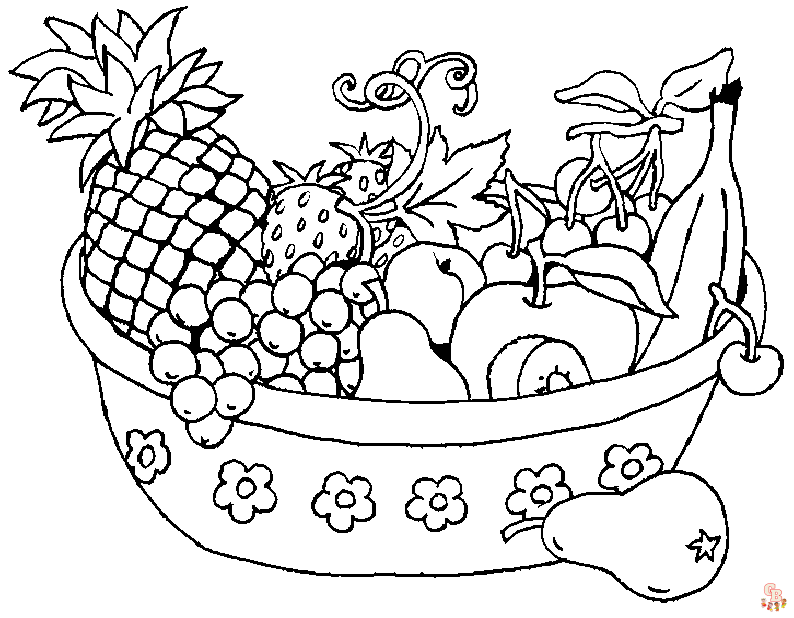 Coloriage de Fruits et Légumes Gratuits pour Enfants - Dessins Sains et Faciles à Colorier