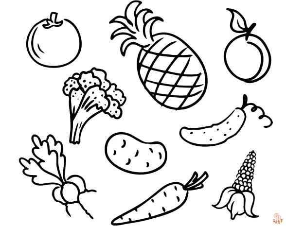 Coloriage de Fruits et Légumes Gratuits pour Enfants - Dessins Sains et Faciles à Colorier