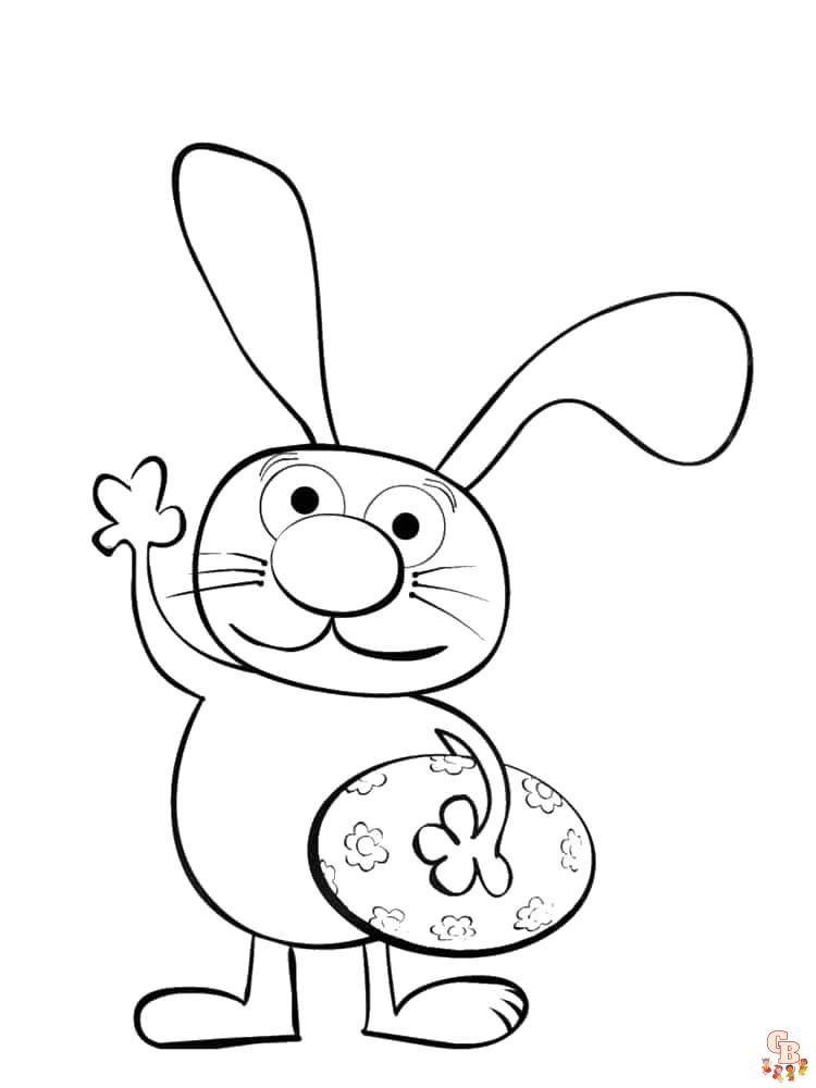 Desenho de coelho para colorir, Páscoa, realista, saltitante, fofo, com flores