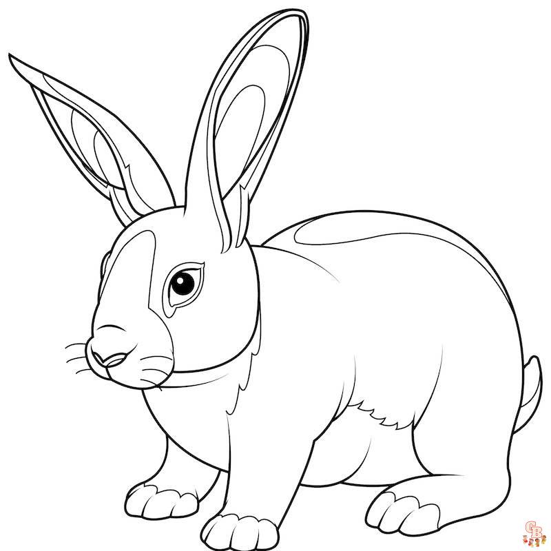 Kaninchen-Cartoon zum Ausmalen, Ostern, realistisch, springend, süß, mit Blumen
