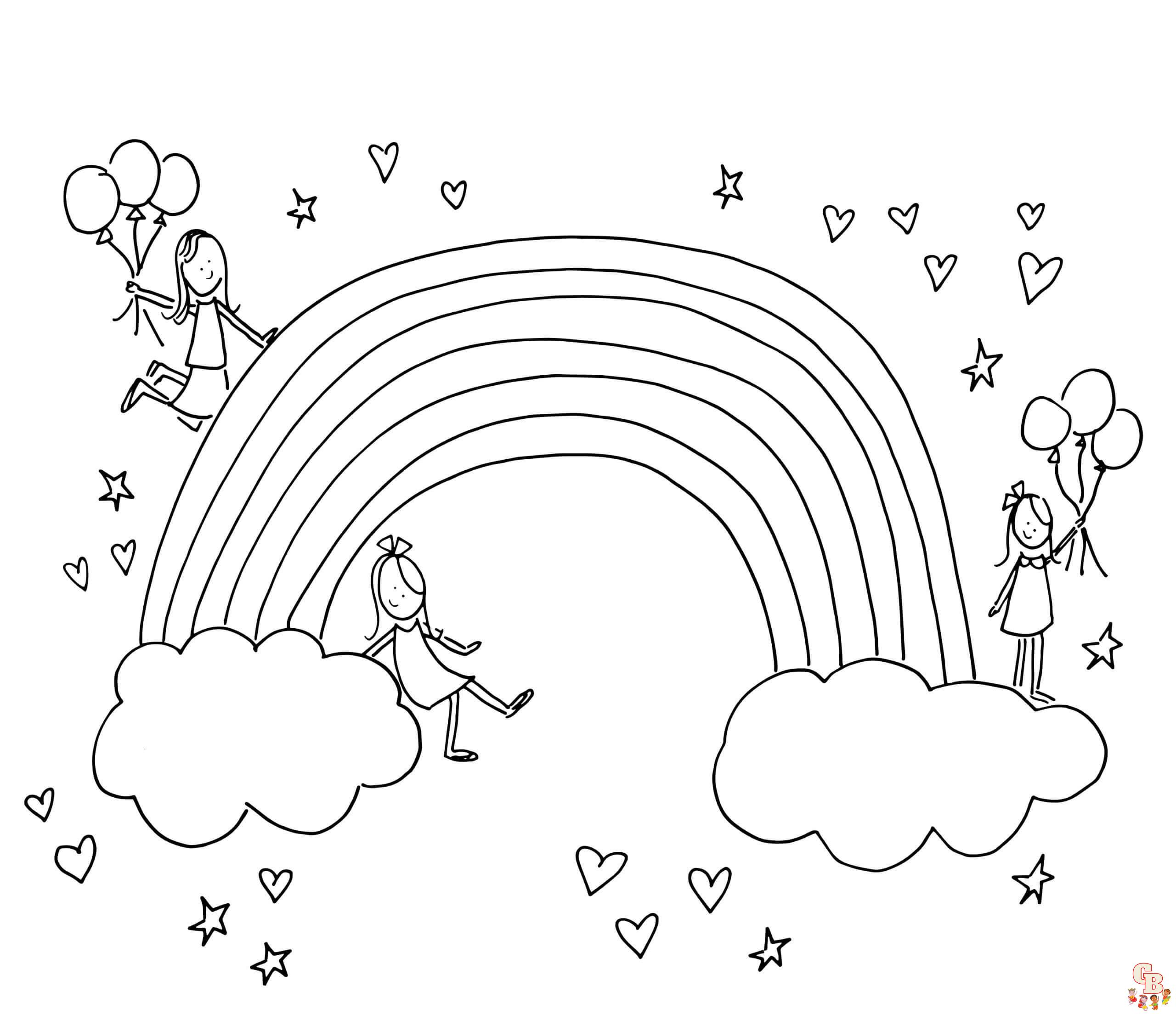 Modèles de coloriage arc-en-ciel gratuits - Pages à colorier d'arc-en-ciel en ligne pour enfants