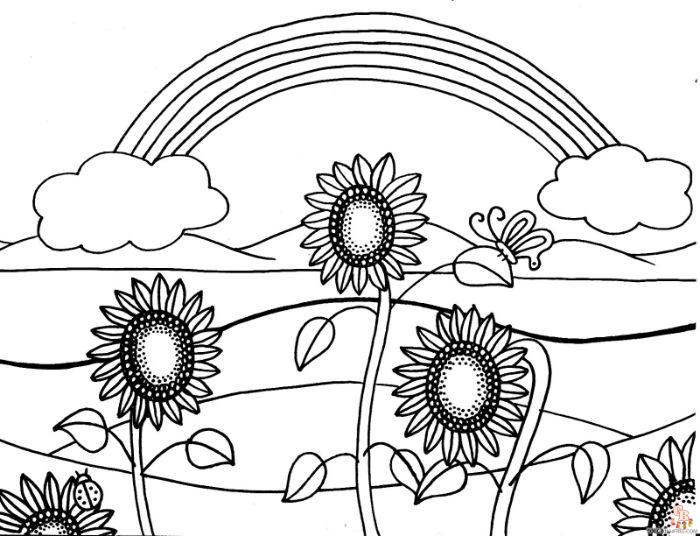 Modèles de coloriage arc-en-ciel gratuits - Pages à colorier d'arc-en-ciel en ligne pour enfants
