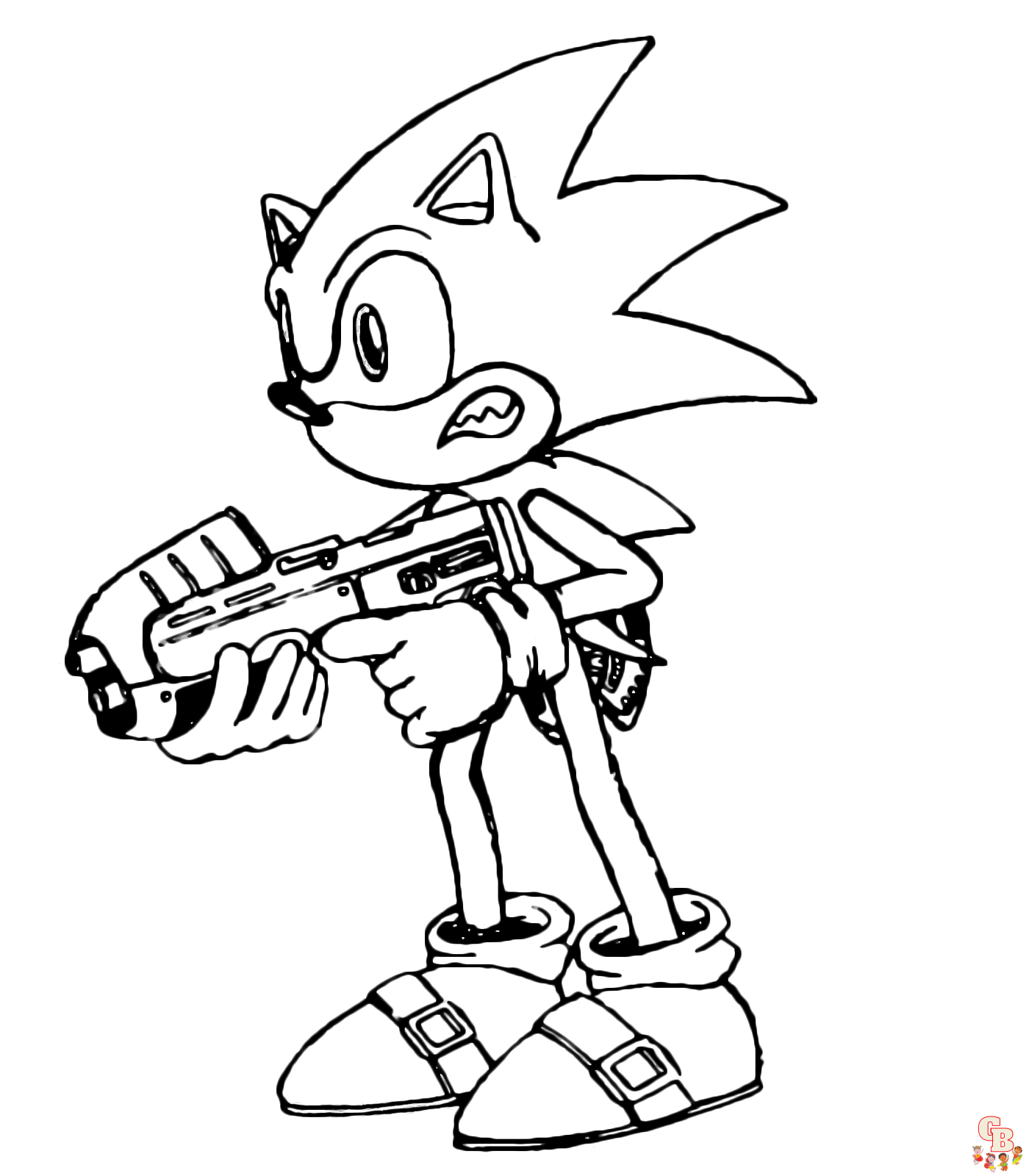 Sonic con láser en mano.