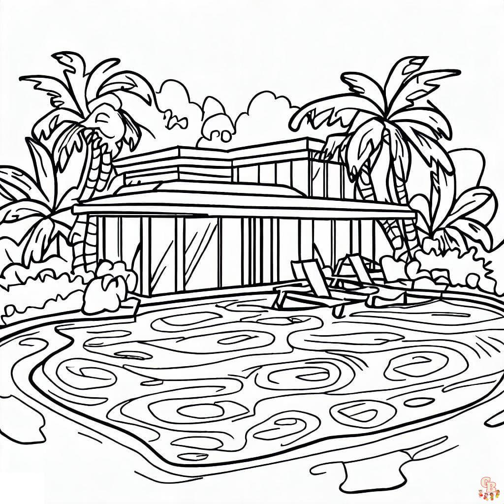 Desenho de piscina para colorir