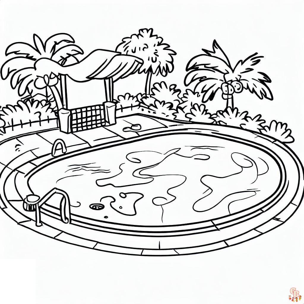 Swimming pool coloring page