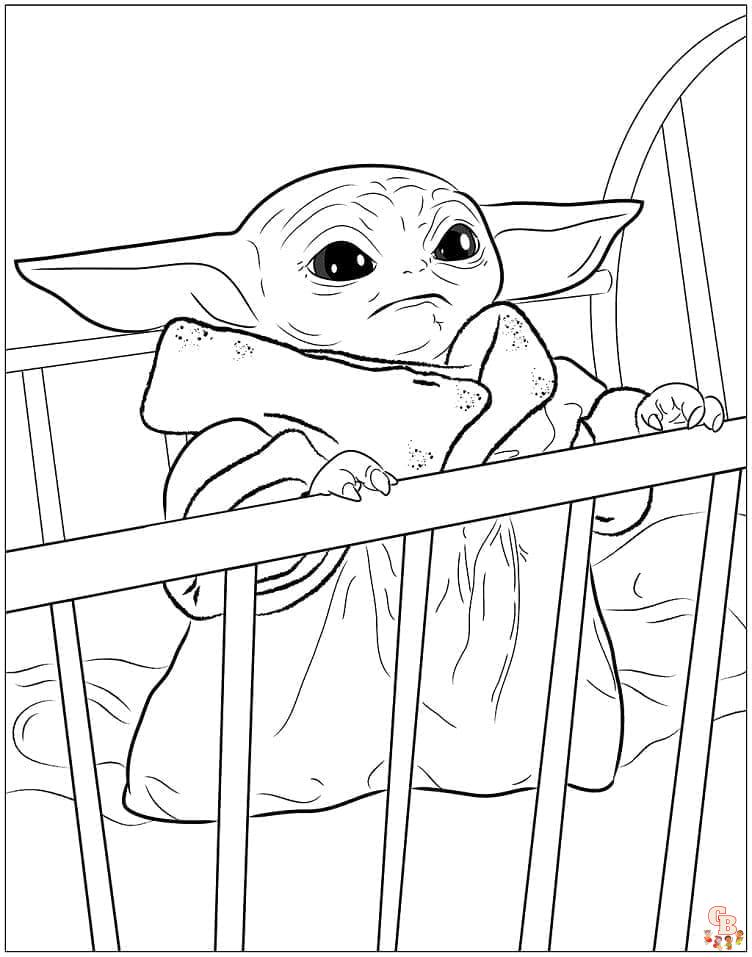 Pagina da colorare di Baby Yoda