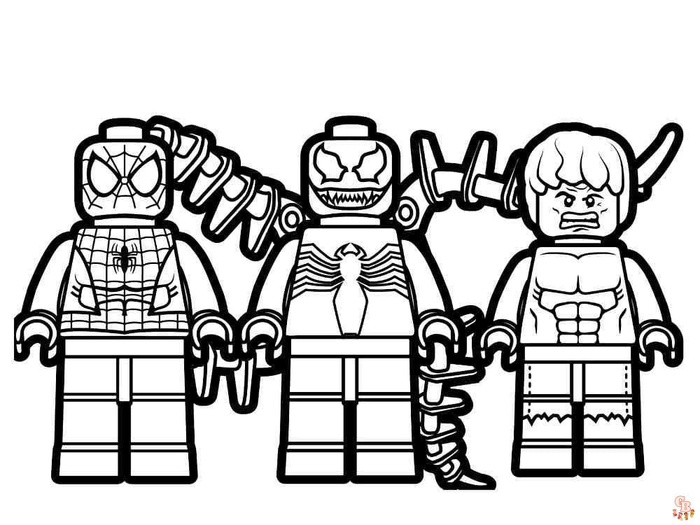Página para colorir de super-heróis Lego