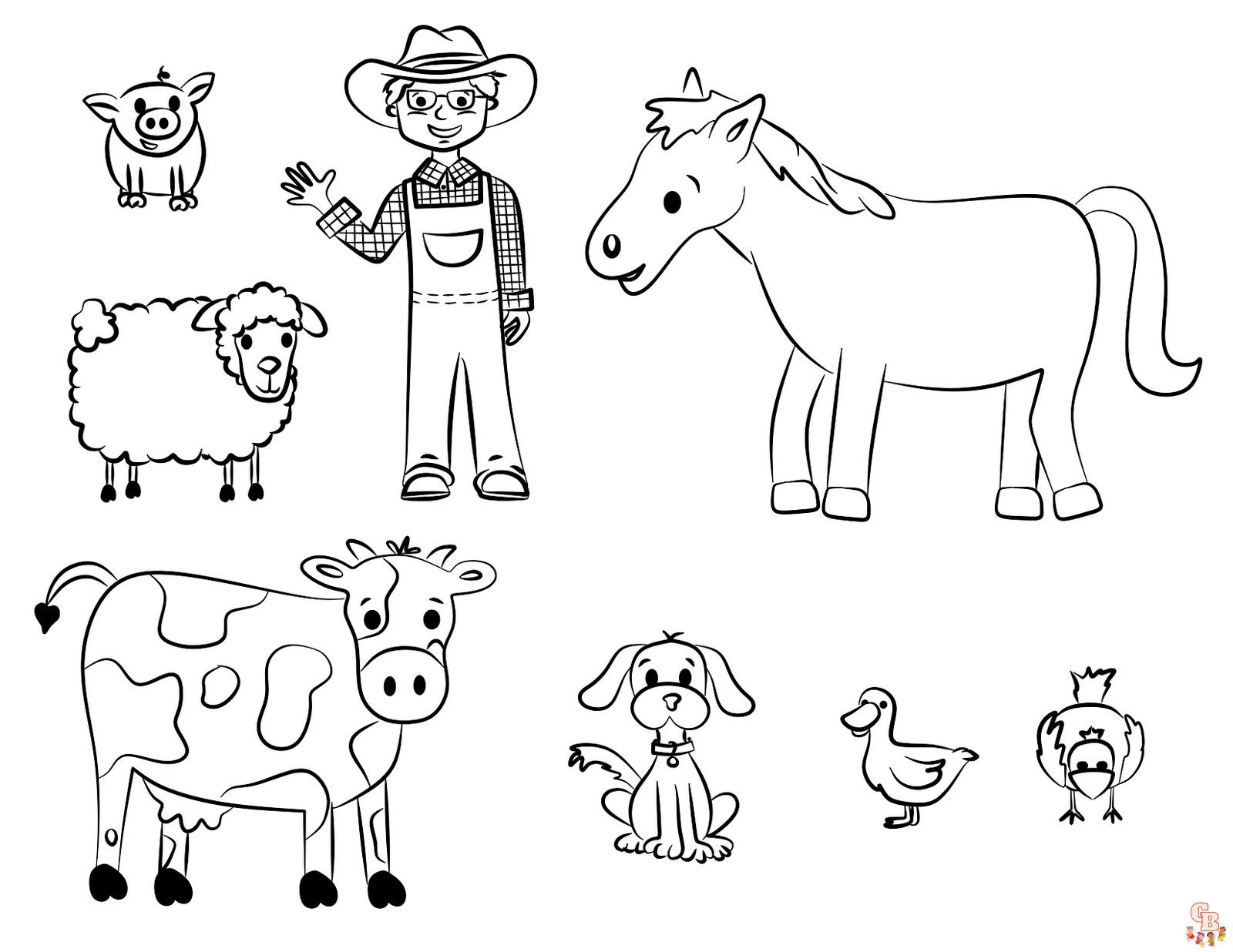 colorir animais de fazenda