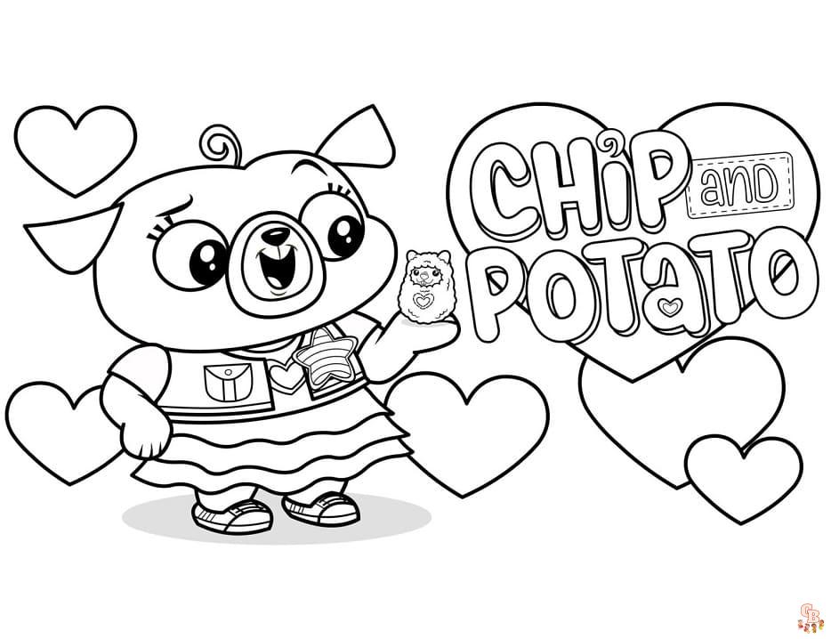 Ausmalbild: Chips und Kartoffeln
