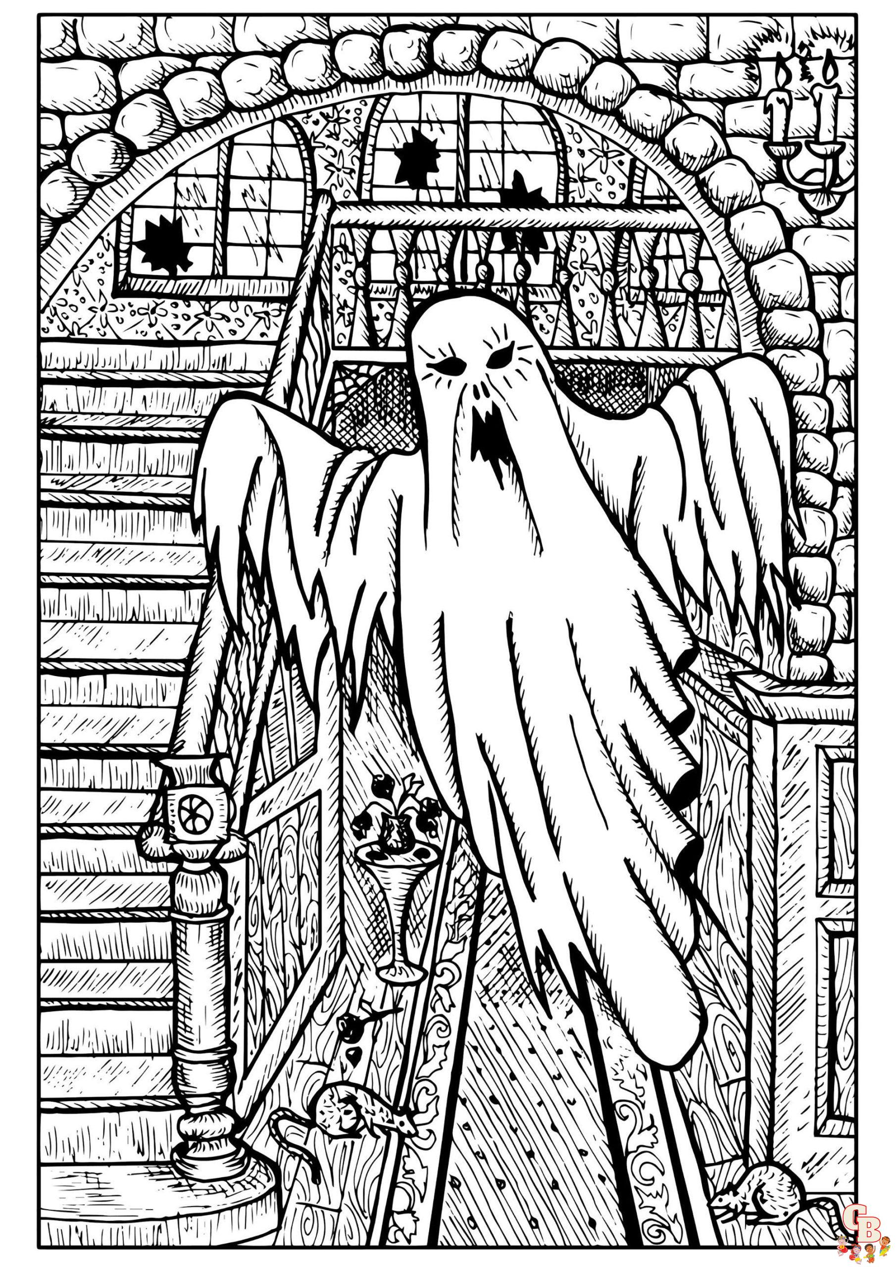 Página para colorear de fantasmas de Halloween