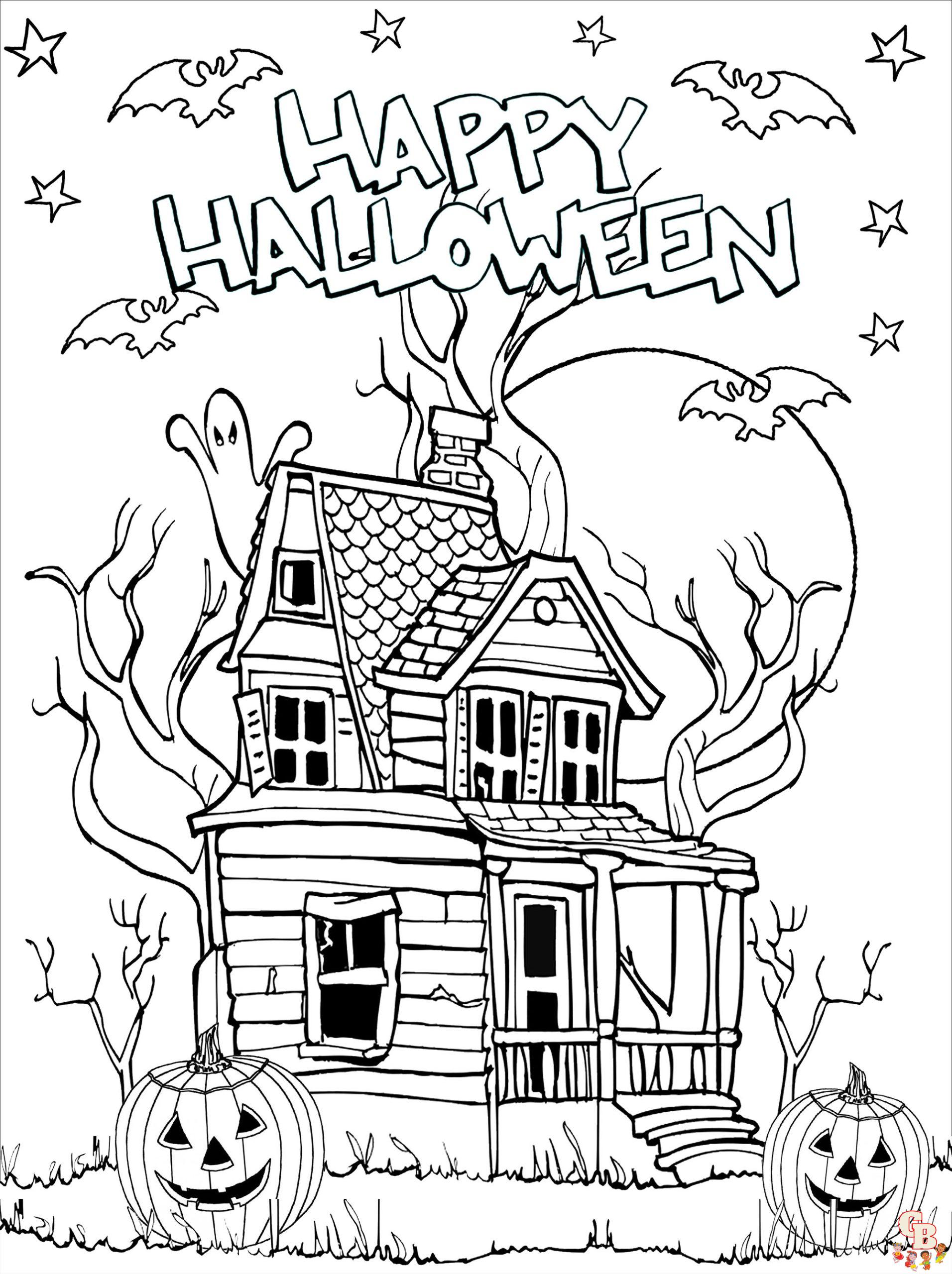Página para colorir fantasma de Halloween