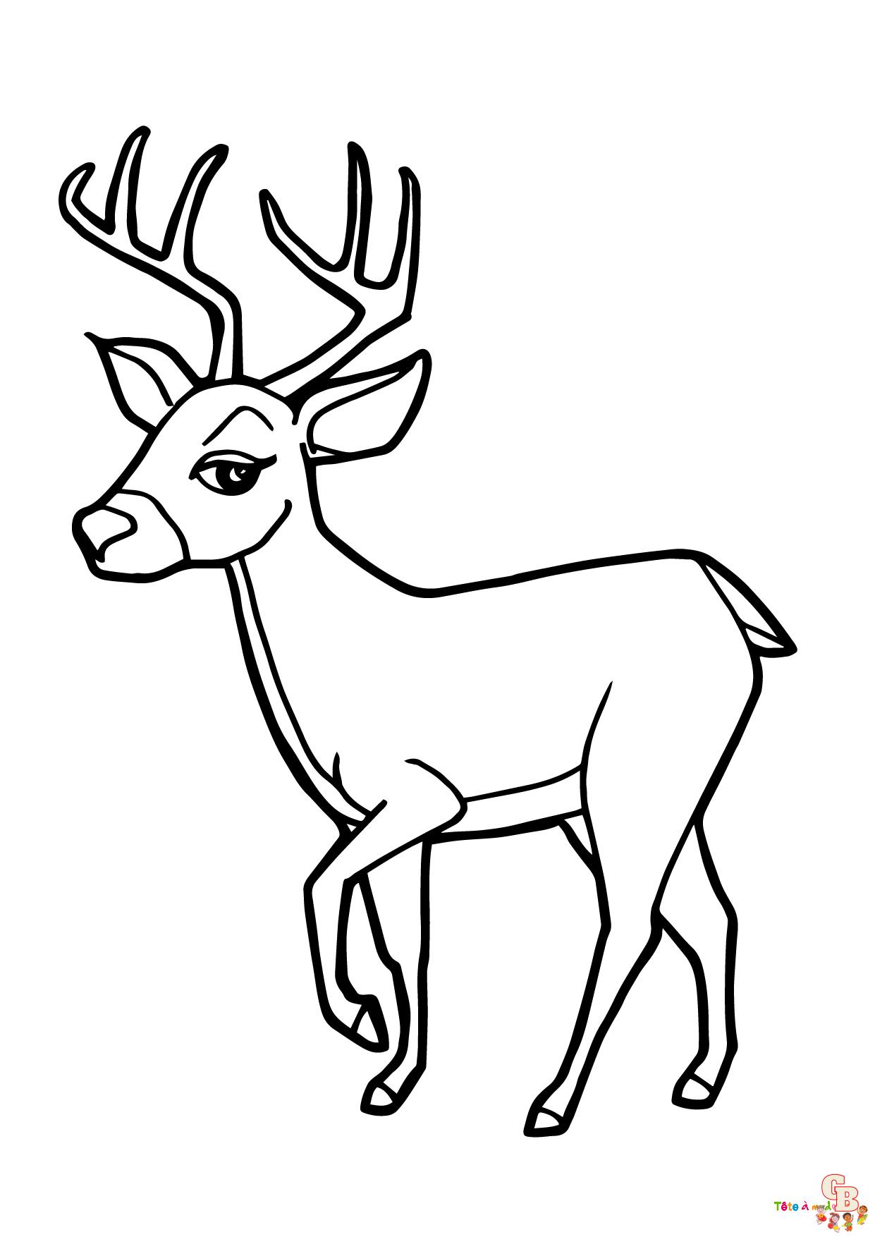 Adorable cute deer coloring page