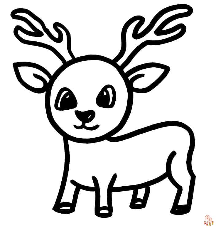 Adorable cute deer coloring page