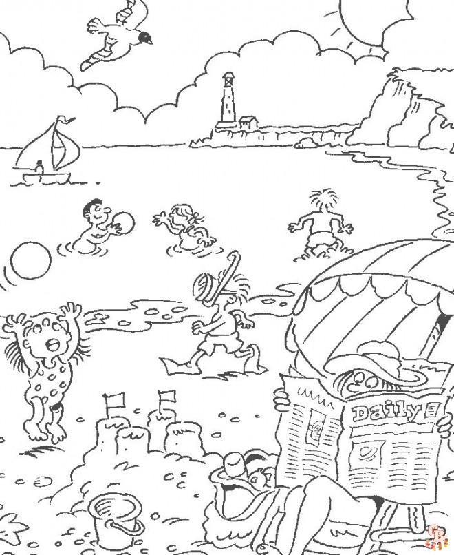 Coloring page Running on the beach