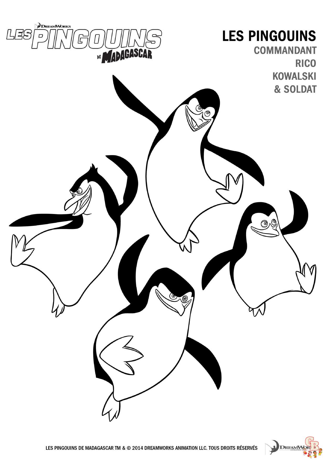 Coloriage Les Pingouins de Madagascar