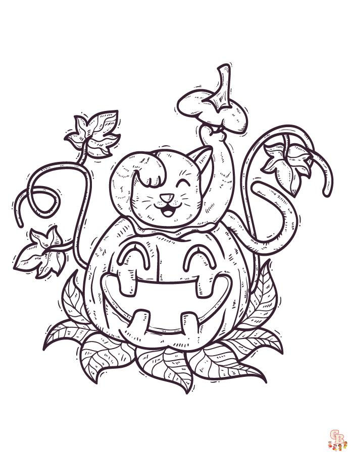 Malvorlage Halloween-Mandala mit Kürbissen