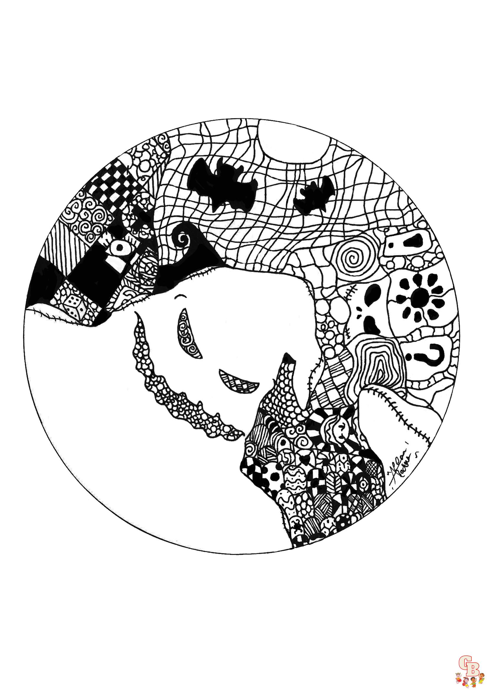 Coloriage Mandala dHalloween avec des fantomes