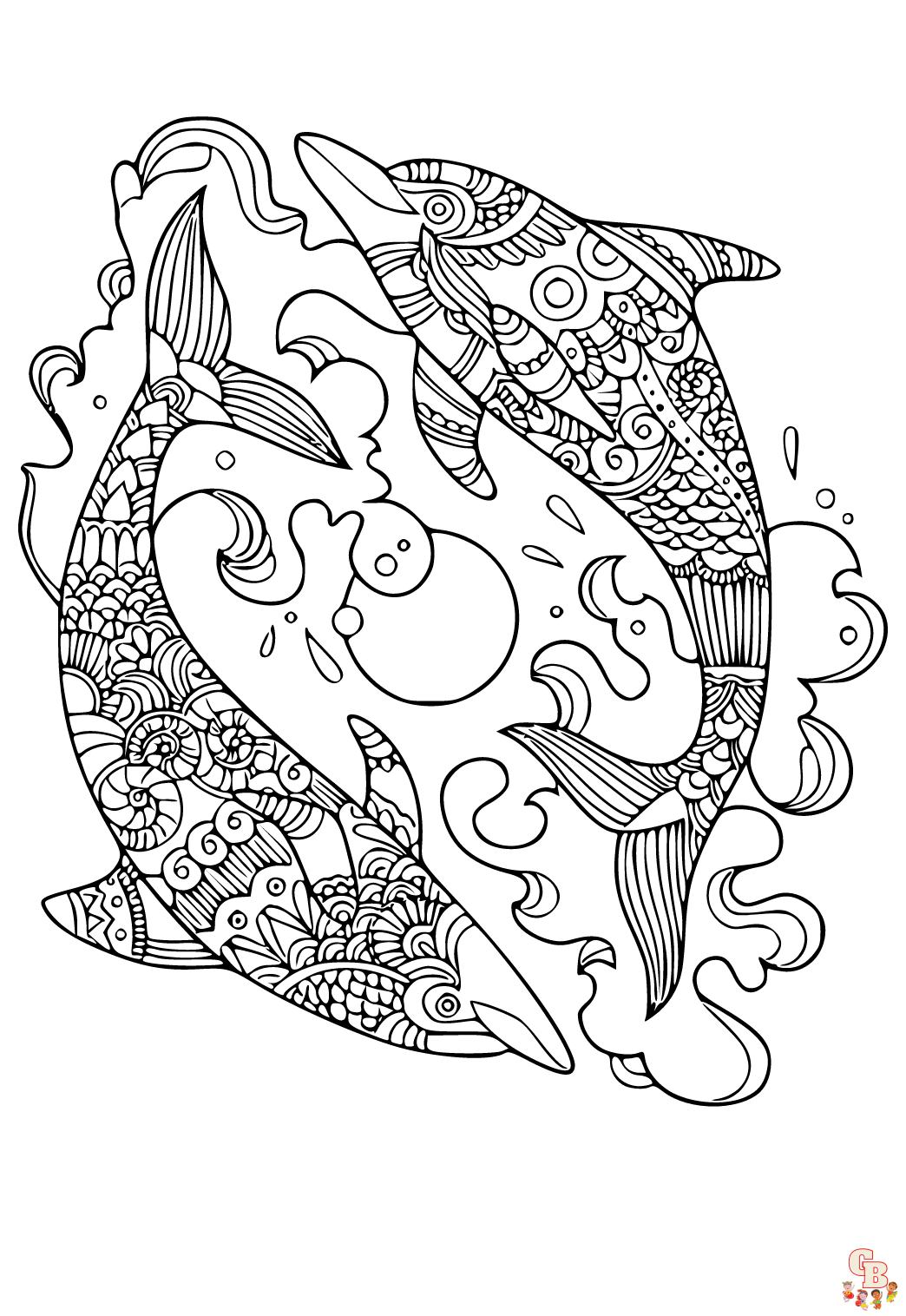 Coloriage Mandala dauphin