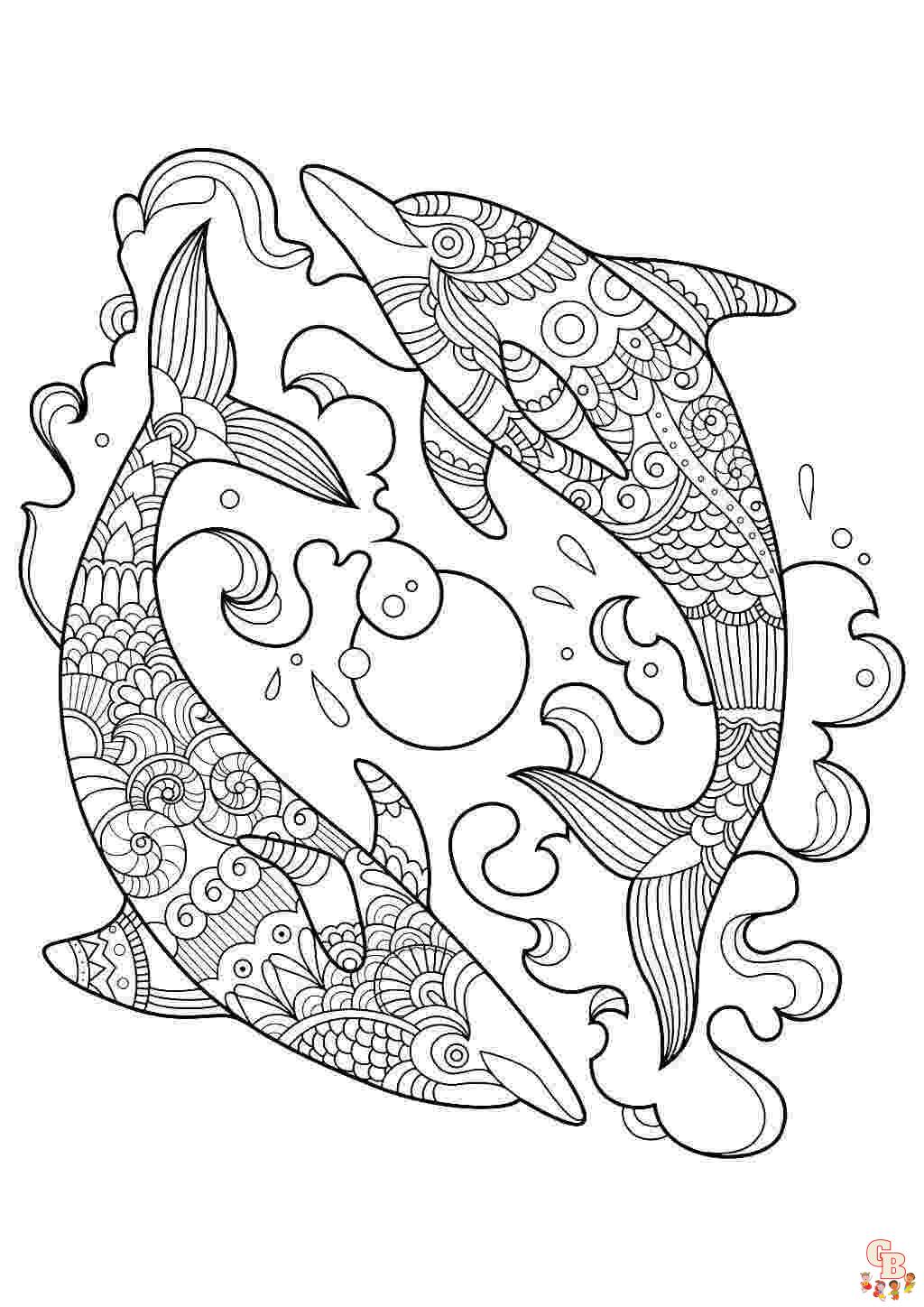 Coloriage Mandala dauphin