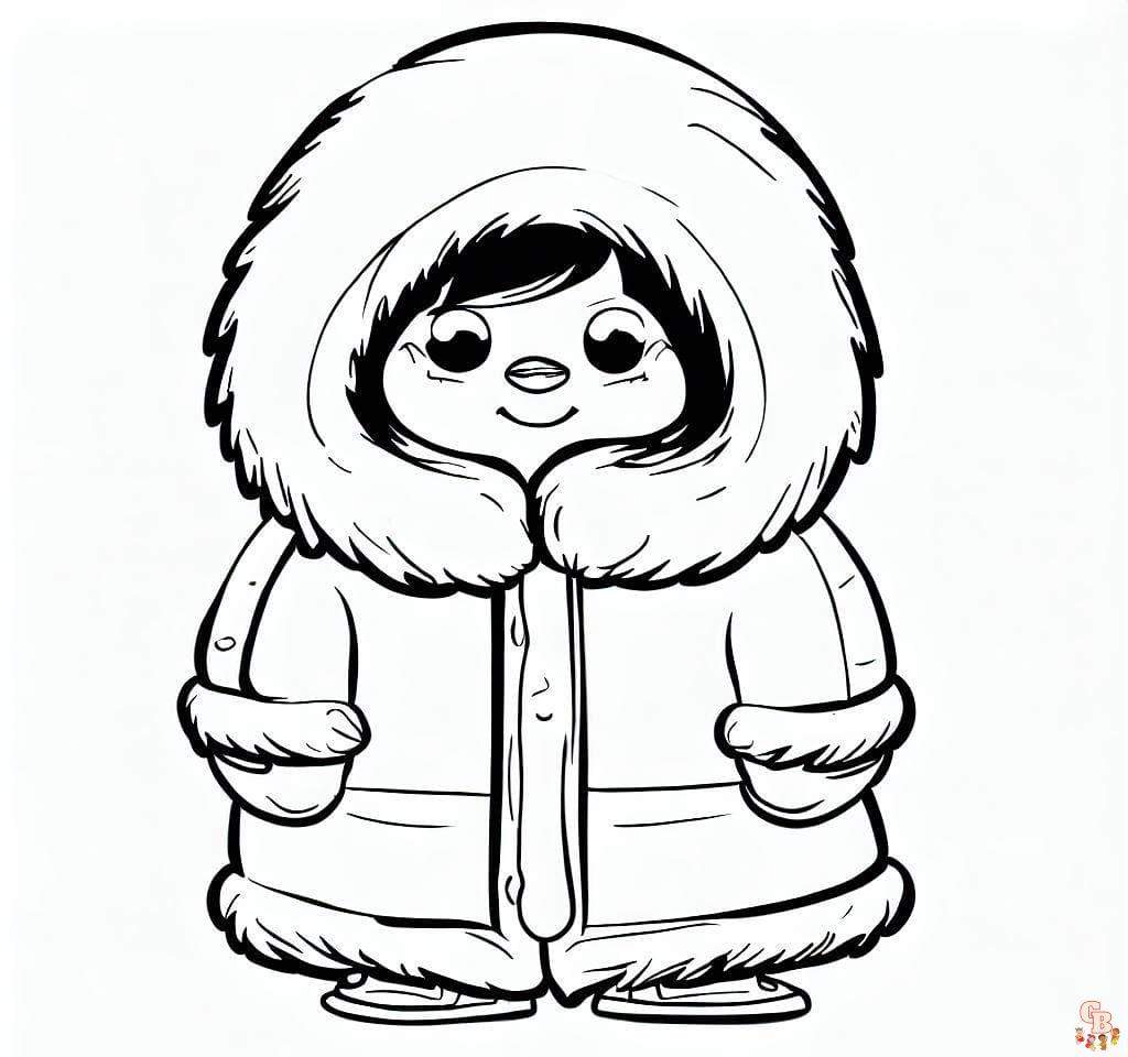 Boyama sayfası Küçük Eskimo kızı