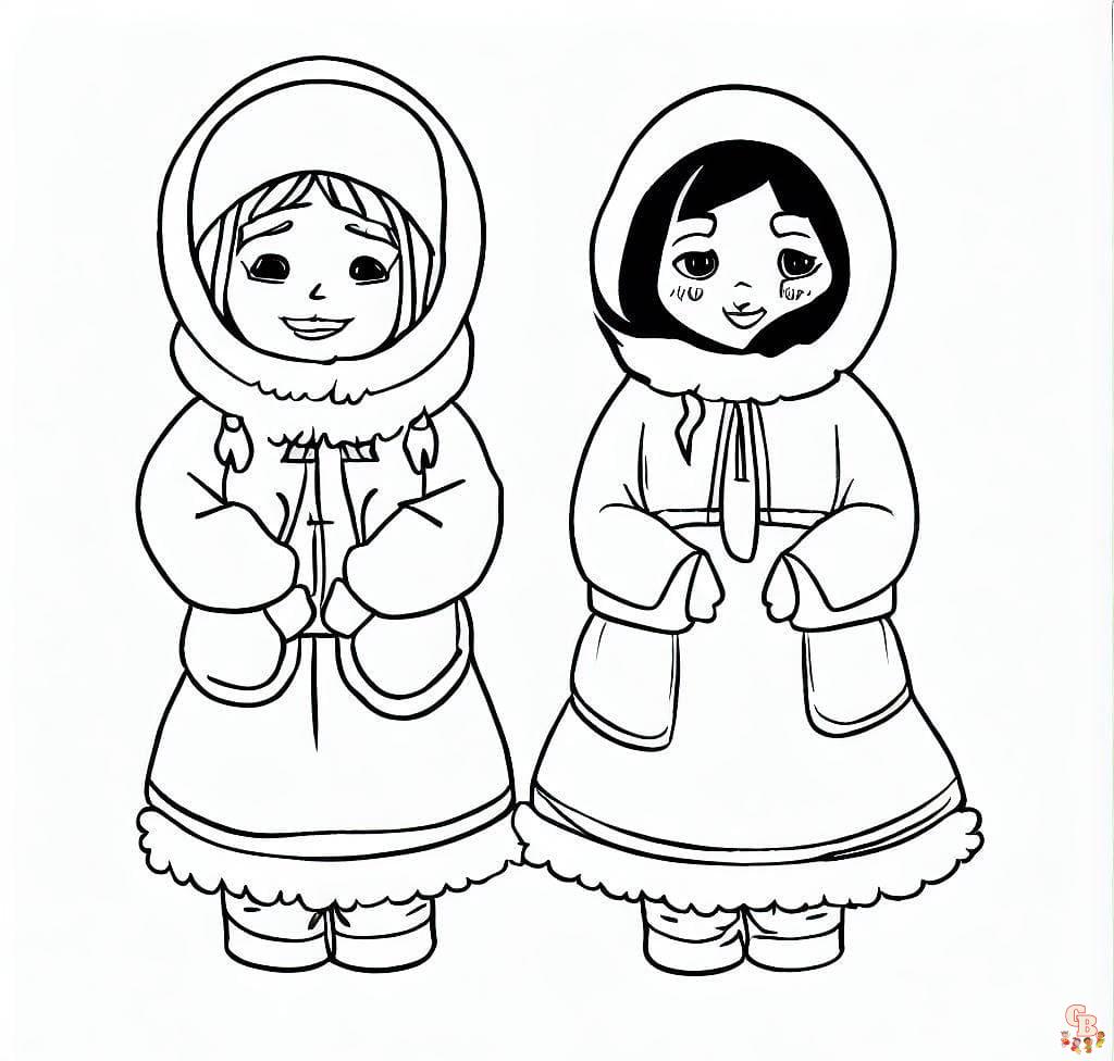Boyama sayfası Küçük Eskimo kızı