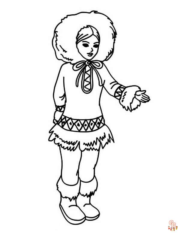 Coloriage Petite fille inuit