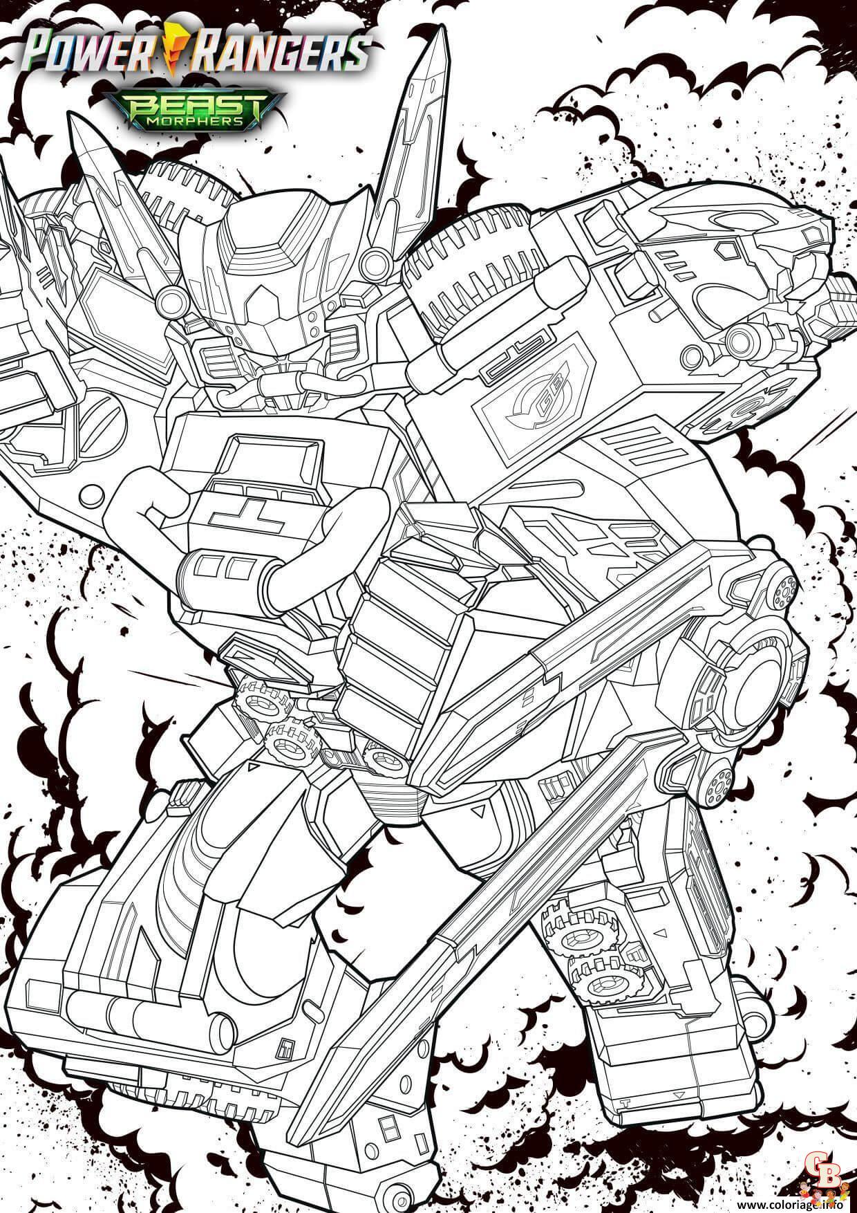 Coloriage Power Ranger dino charge